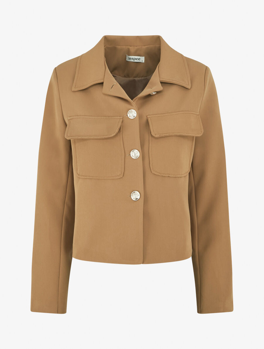 Blazer boutonné à poches - Camel - 1