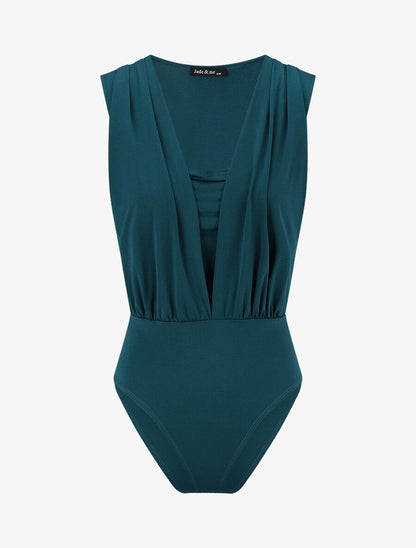 Body à décolleté plongeant - Bleu canard - 1