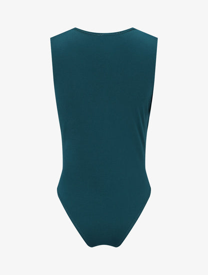 Body à décolleté plongeant - Bleu canard - 2
