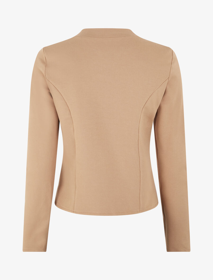 Veste courte ouverte à col cranté - Camel - 2