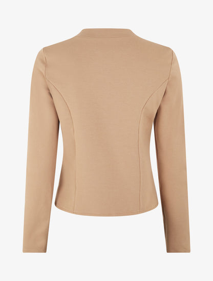 Veste courte ouverte à col cranté - Camel - 2