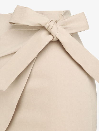 Mini-jupe portefeuille coupe droite - Beige - 3