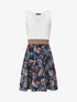 Robe bi-matière imprimé fleuri - Marine - 1