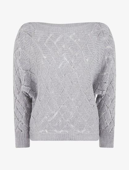 Pull brillant en maille pailletée - Argent - 4