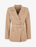 Blazer mi-long boutonné et ceinturé - Camel - 1