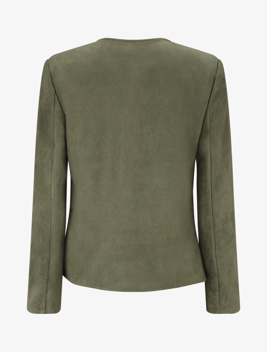 Veste en suédine boutonnée - Kaki - 2