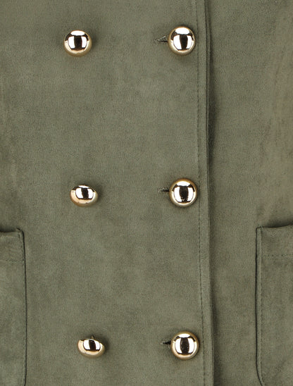Veste en suédine boutonnée - Kaki - 3