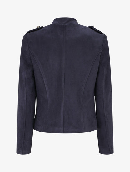 Veste en suédine à boutons décoratifs - Marine - 2