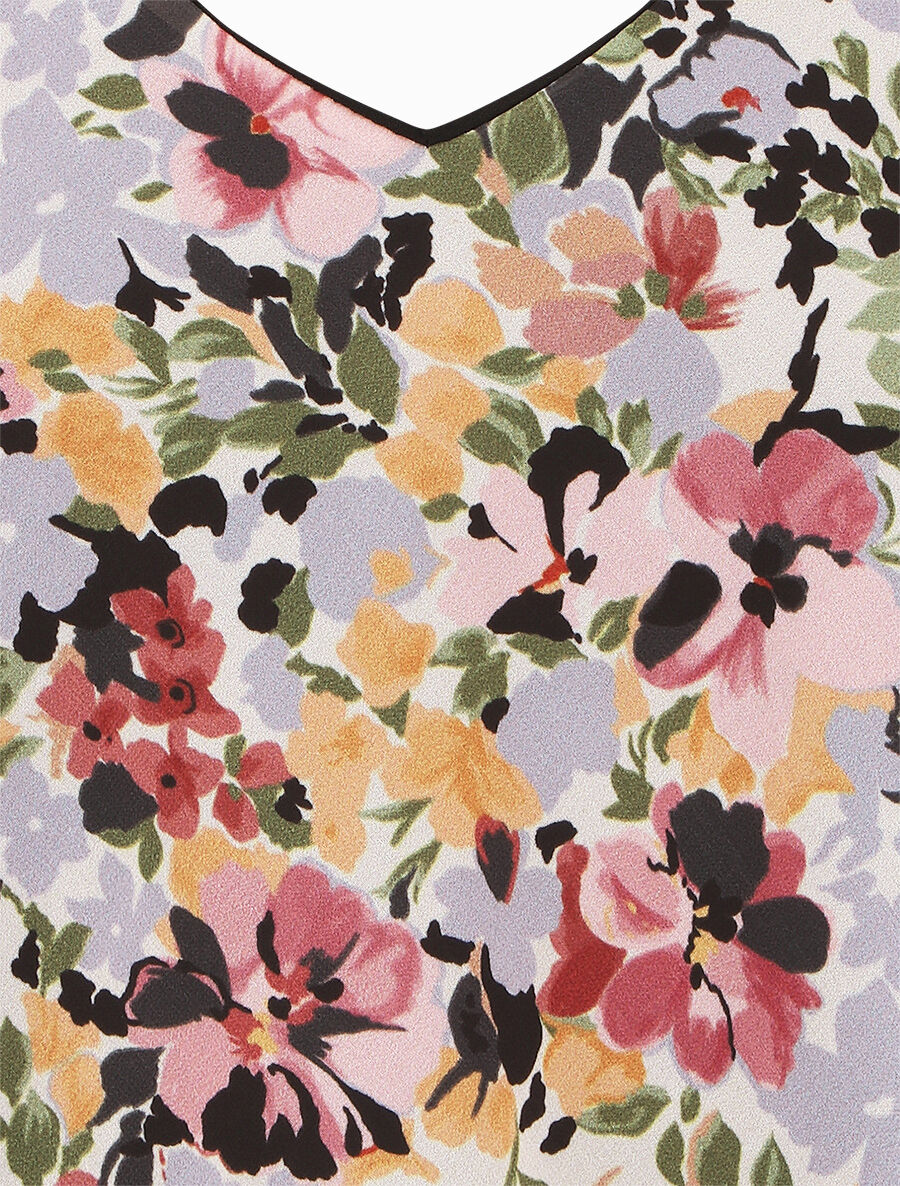Débardeur motif floral et bretelles fantaisies - Noir - 3
