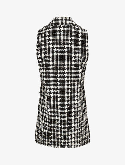 Veste en tweed sans manches - Noir - 2