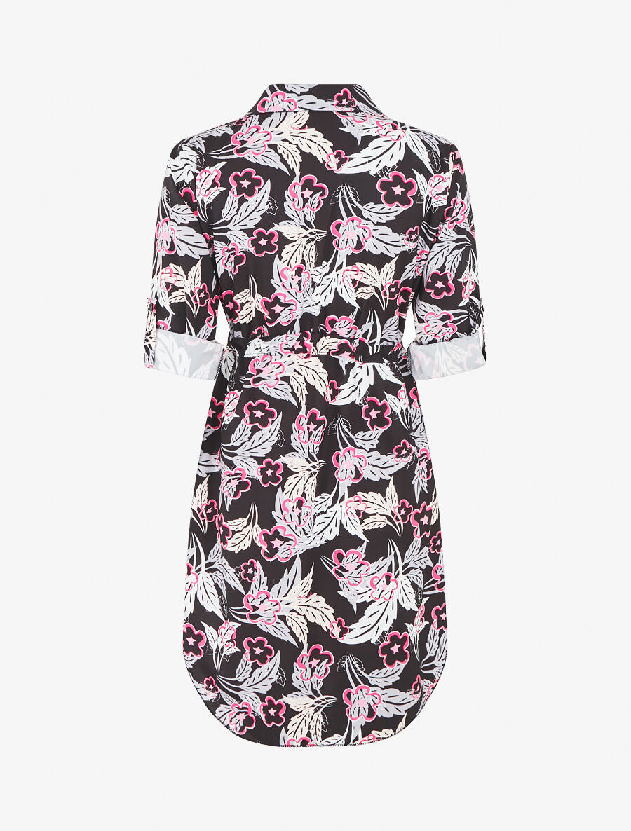 Robe imprimé fantaisie à manches retroussables - Noir - 2