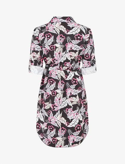 Robe imprimé fantaisie à manches retroussables - Noir - 2