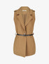 Blazer long uni à boutons métallisés aux épaules - Camel - 4