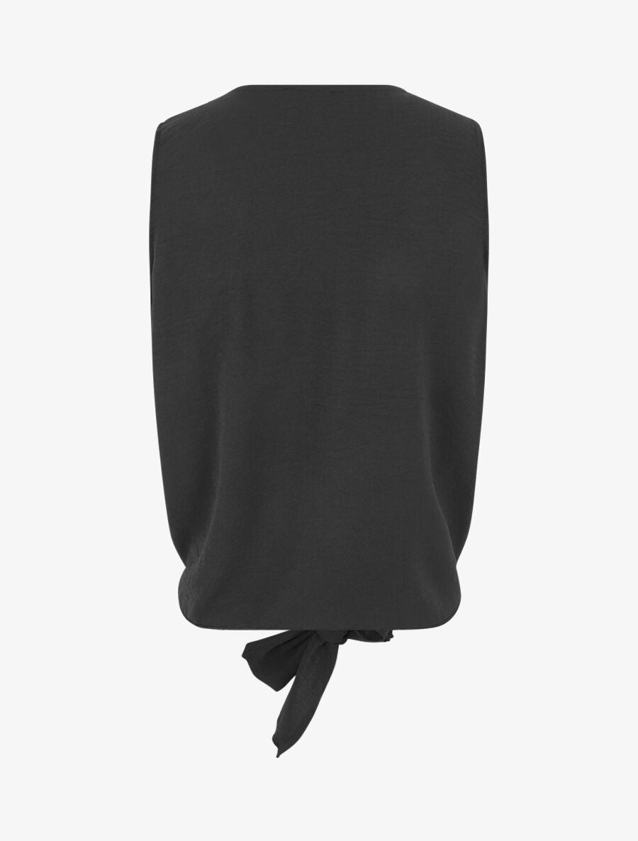 Top à fermeture boutonnée et liens à nouer - Noir - 2