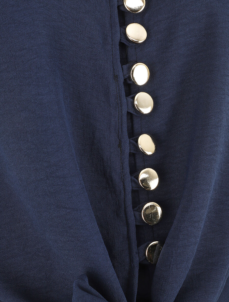 Top à fermeture boutonnée et liens à nouer - Marine - 3