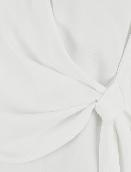 Top uni à nouer sur le côté - Blanc - 3
