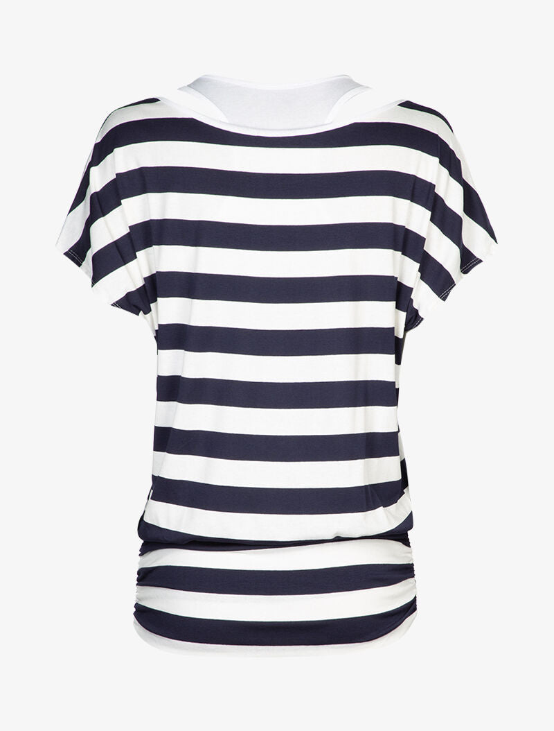 Top marinière coupe boule à débardeur intégré - Marine - 2