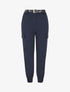 Pantalon cargo élastiqué uni - Marine - 1
