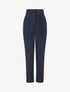 Pantalon droit uni à double passants - Marine - 4