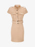 Robe courte en suédine ceinturée - Beige - 5