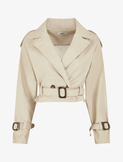 Veste courte en simili ceinturée - Beige - 1