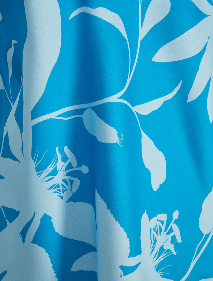 Caraco satiné imprimé fleuri - Bleu - 3