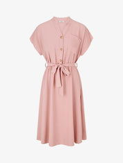 Robe mi-longue élastiquée - Vieux rose - 4