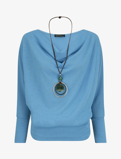 Top coupe boule à encolure bénitier - Bleu layette - 4