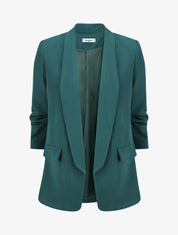 Blazer uni à manches froncées - Vert sapin - 5