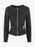 Veste en suédine à zips décoratifs - Noir - 1