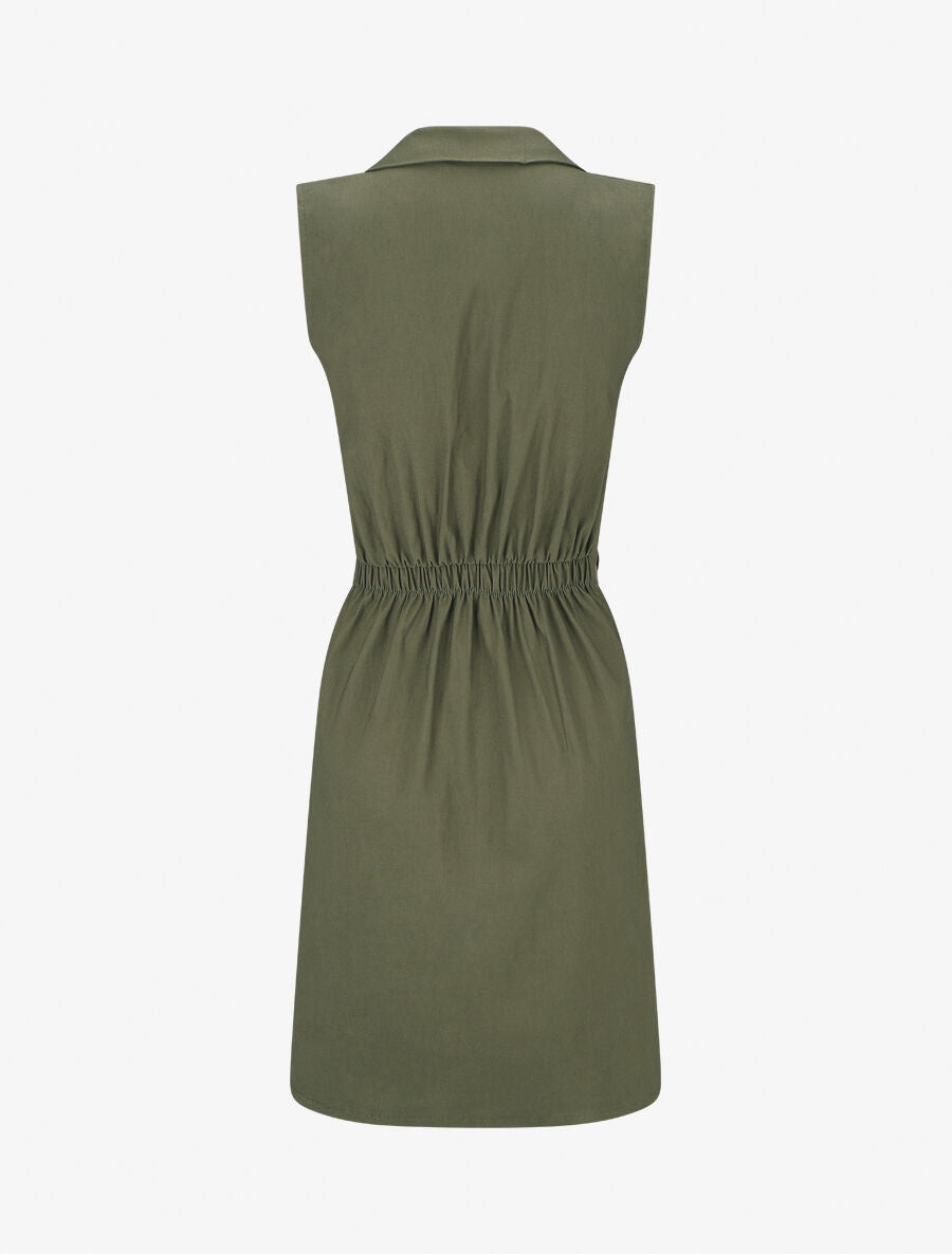 Robe mi-longue sans manches ajustée à zip - Kaki - 2
