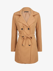 Trench droit court uni - Camel - 4