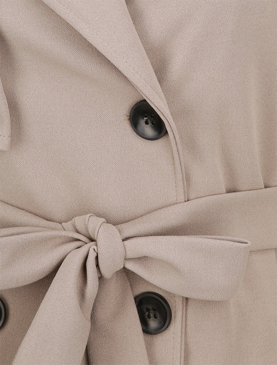 Trench droit court uni - Gris - 3