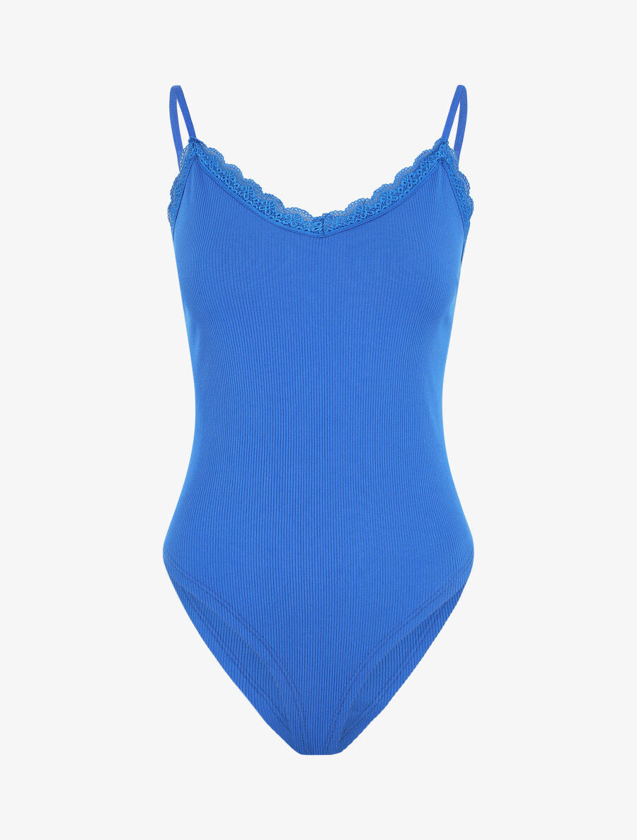 Body côtelé à fines bretelles - Bleu électrique - 1