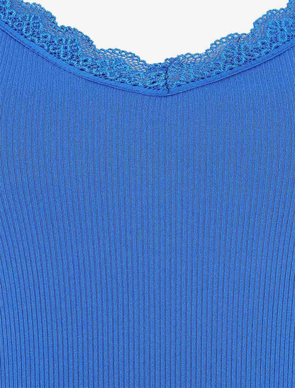 Body côtelé à fines bretelles - Bleu électrique - 3
