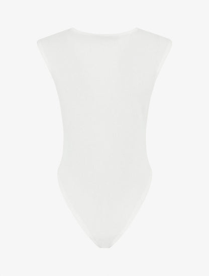 Body sans manches col V en dentelle - Blanc - 2
