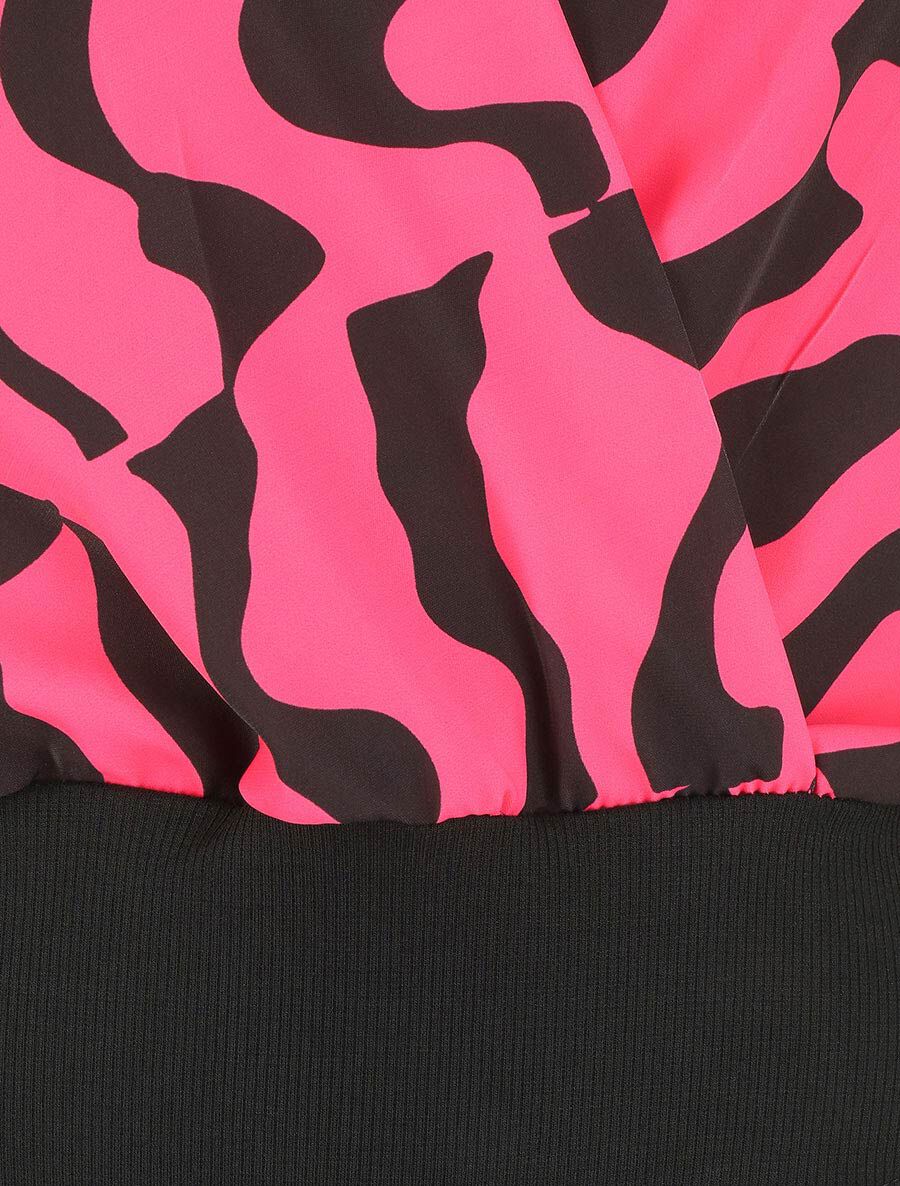 Body manches courtes imprimé graphique - Fuchsia - 3