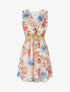 Robe élastiquée à imprimé feuillage - Marron - 1