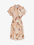 Robe longue élastiquée imprimé abstrait - Camel - 4