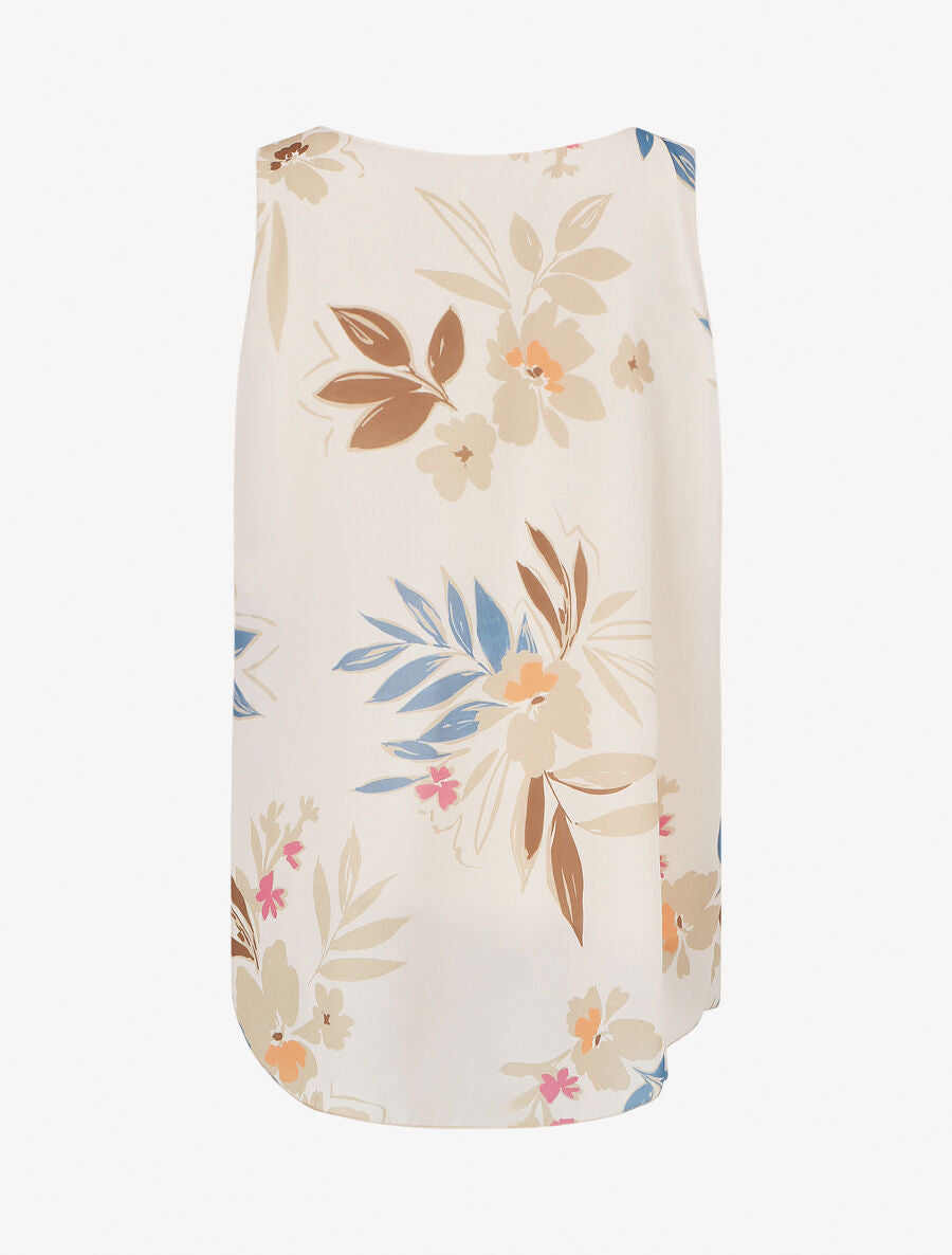 Top sans manches imprimé fleuri - Beige - 2