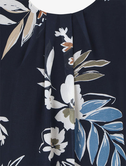 Top sans manches imprimé fleuri - Marine - 3