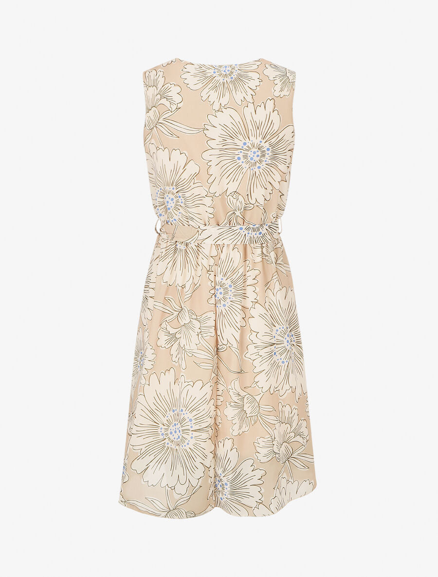 Robe mi-longue imprimé fleuri - Beige - 2