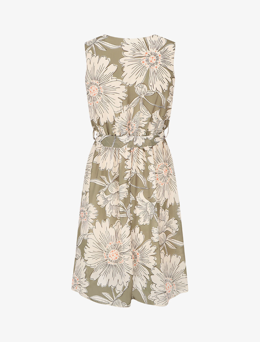 Robe mi-longue imprimé fleuri - Kaki - 2