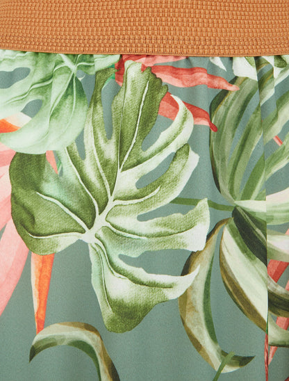 Jupe longue à imprimé tropical - Kaki - 3