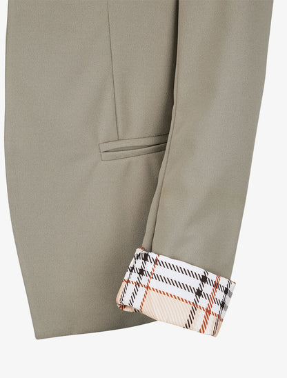 Blazer slim uni à revers imprimé carreaux - Gris - 3