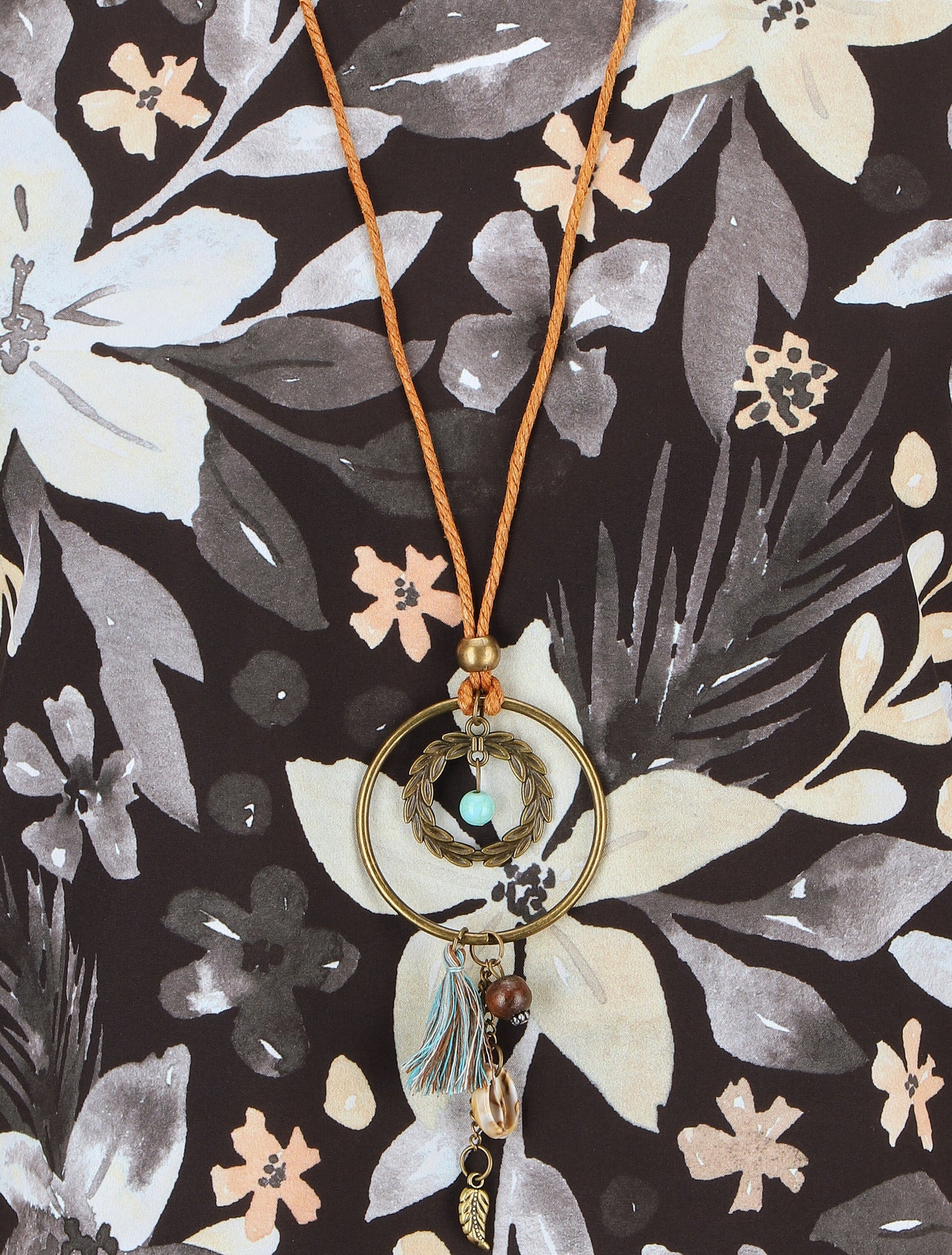 Top manches courtes dos torsadé imprimé fleuri - Noir - 3