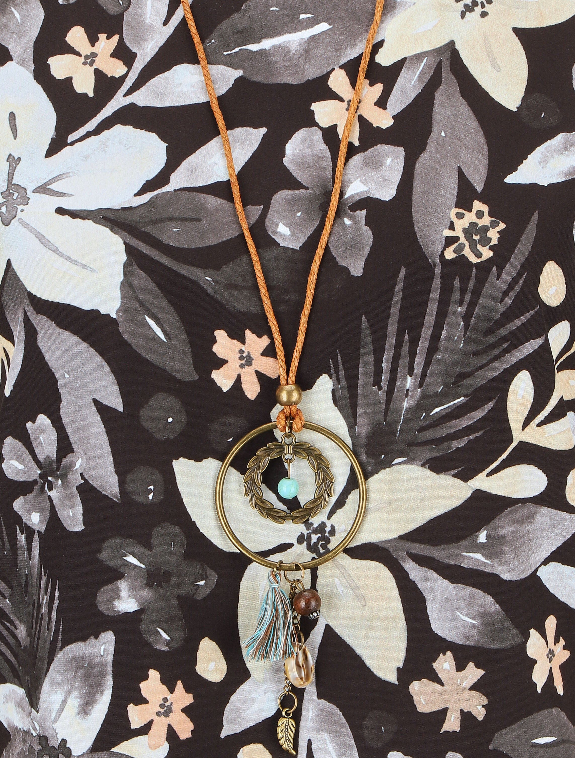 Top manches courtes dos torsadé imprimé fleuri - Noir - 3