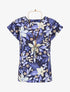 Top manches courtes dos torsadé imprimé fleuri - Marine - 1