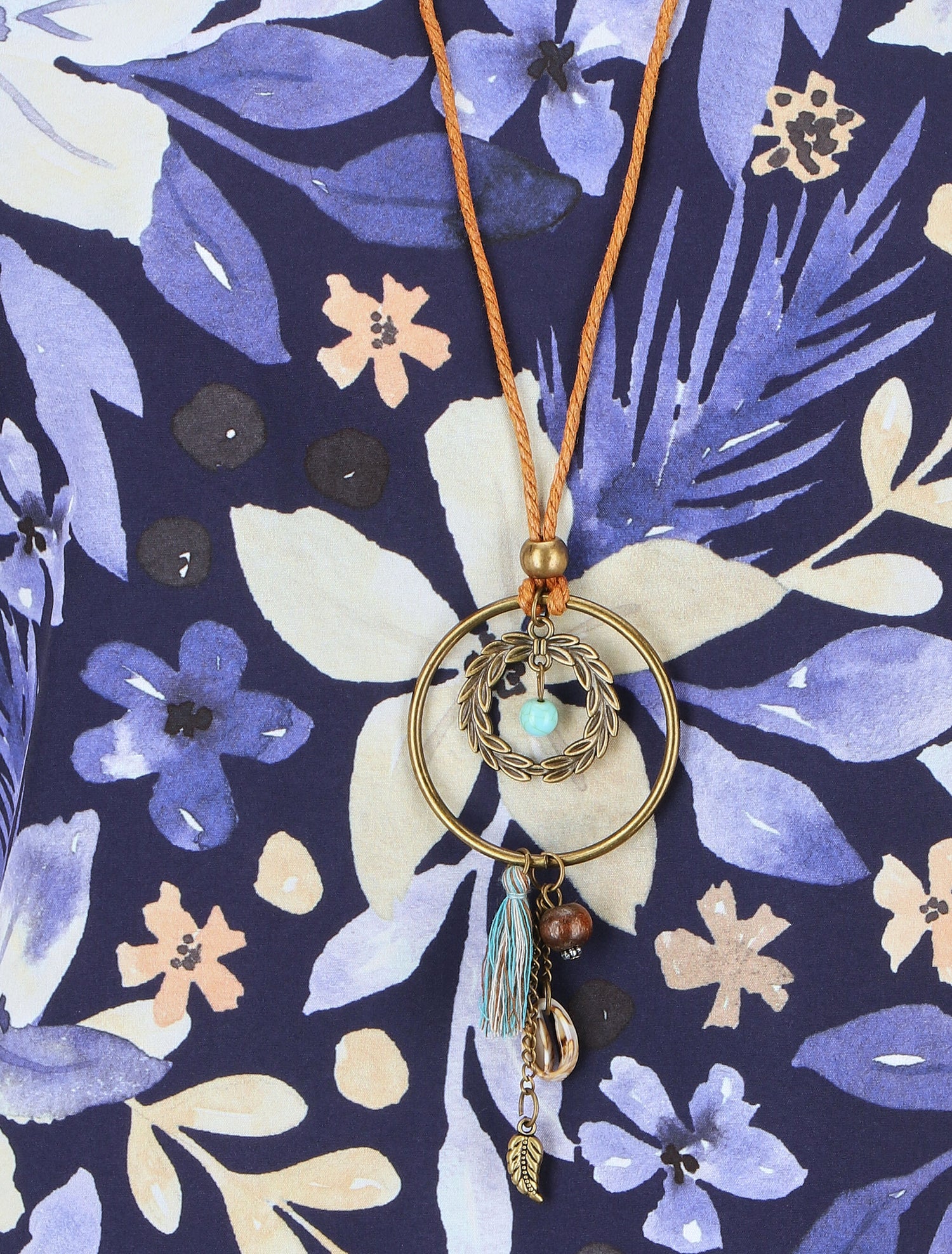 Top manches courtes dos torsadé imprimé fleuri - Marine - 3