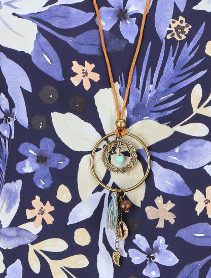 Top manches courtes dos torsadé imprimé fleuri - Marine - 3